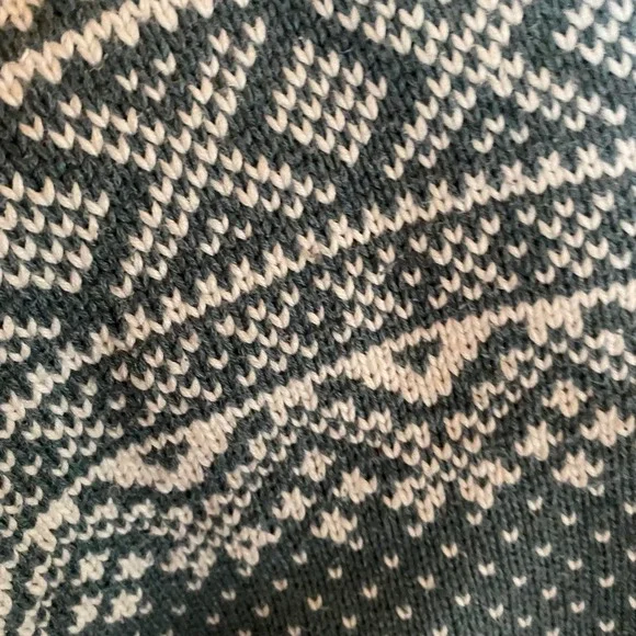 L.L. Bean Women's Fair Isle Knit Cotton Sweater Teal White Vintage Medium - Picture 5 of 8